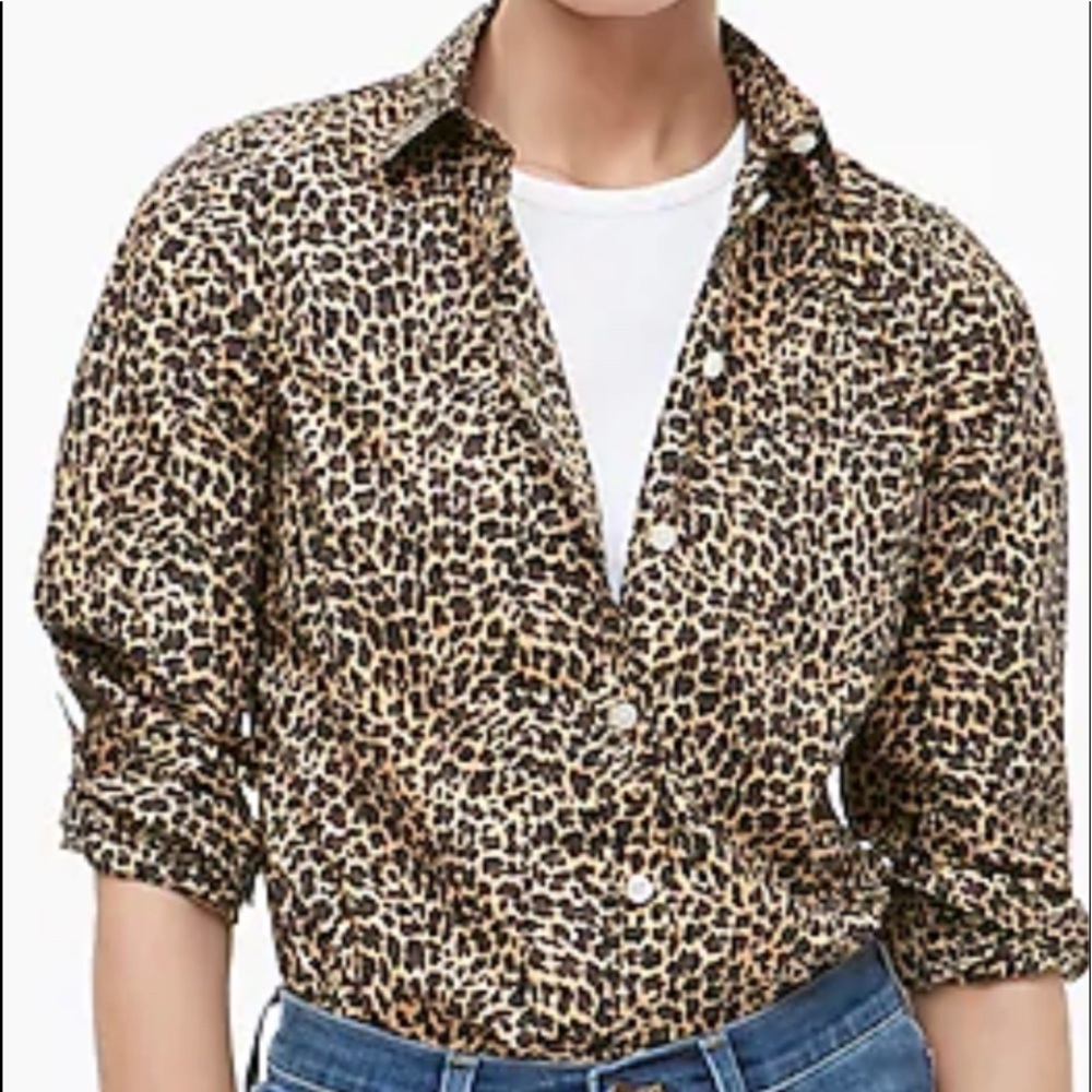 J Crew Linen/Cotton Leopard Blouse